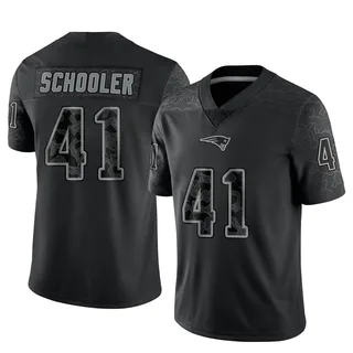 Brenden Schooler New England Patriots Men's Limited Reflective Nike Jersey - Black