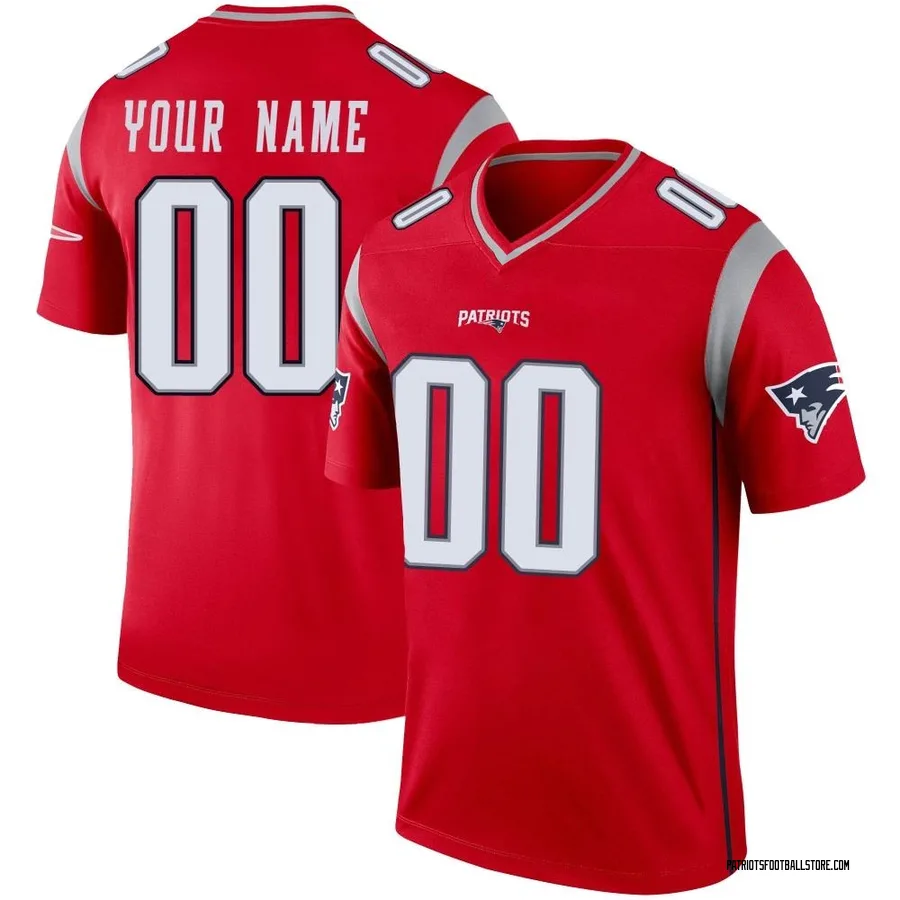 Custom New England Patriots Youth Legend Custom Inverted Nike Jersey - Red