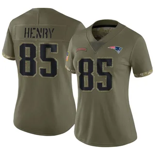 Hunter Henry New England Patriots Women's Limited 2022 Salute To Service Nike Jersey - Olive