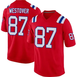 Jack Westover New England Patriots Men's Game Alternate Nike Jersey - Red