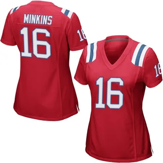 Josh Minkins New England Patriots Women's Game Alternate Nike Jersey - Red
