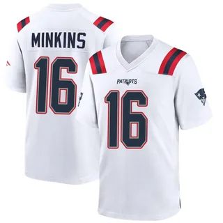 Josh Minkins New England Patriots Youth Game Nike Jersey - White