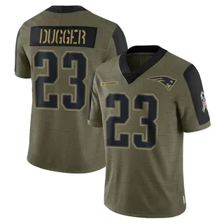 Kyle Dugger New England Patriots Men's Limited 2021 Salute To Service Nike Jersey - Olive