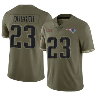Kyle Dugger New England Patriots Men's Limited 2022 Salute To Service Nike Jersey - Olive