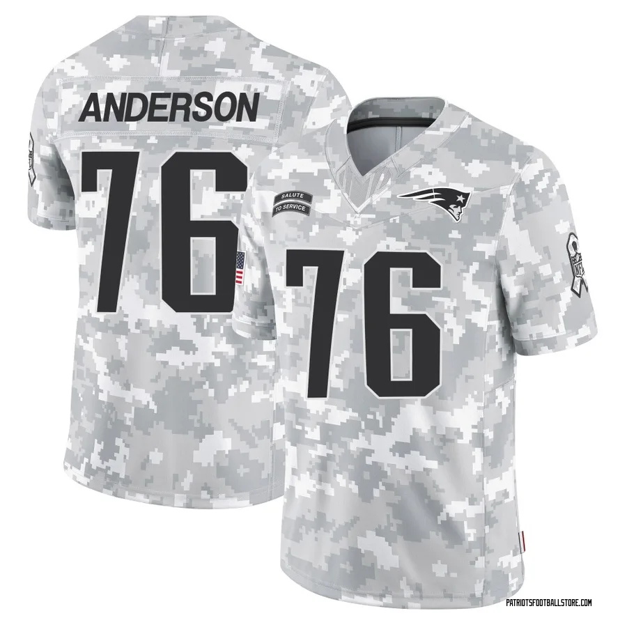 Men's Calvin Anderson New England Patriots Men's Limited Arctic Camo 2024 Salute to Service Nike Jersey