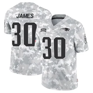 Men's DJ James New England Patriots Men's Limited Arctic Camo 2024 Salute to Service Nike Jersey
