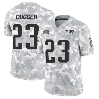 Men's Kyle Dugger New England Patriots Men's Limited Arctic Camo 2024 Salute to Service Nike Jersey