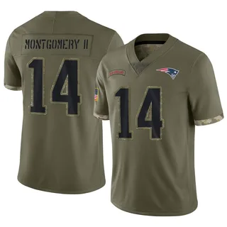 Ty Montgomery II New England Patriots Men's Limited 2022 Salute To Service Nike Jersey - Olive