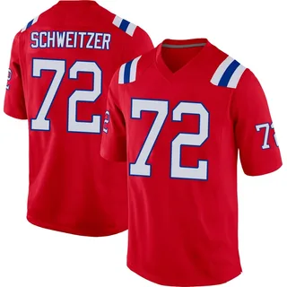 Wes Schweitzer New England Patriots Men's Game Alternate Nike Jersey - Red