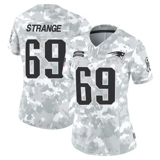 Women's Cole Strange New England Patriots Women's Limited Arctic Camo 2024 Salute to Service Nike Jersey