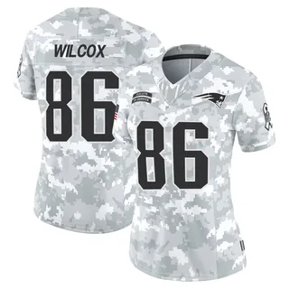 Women's Mitchell Wilcox New England Patriots Women's Limited Arctic Camo 2024 Salute to Service Nike Jersey